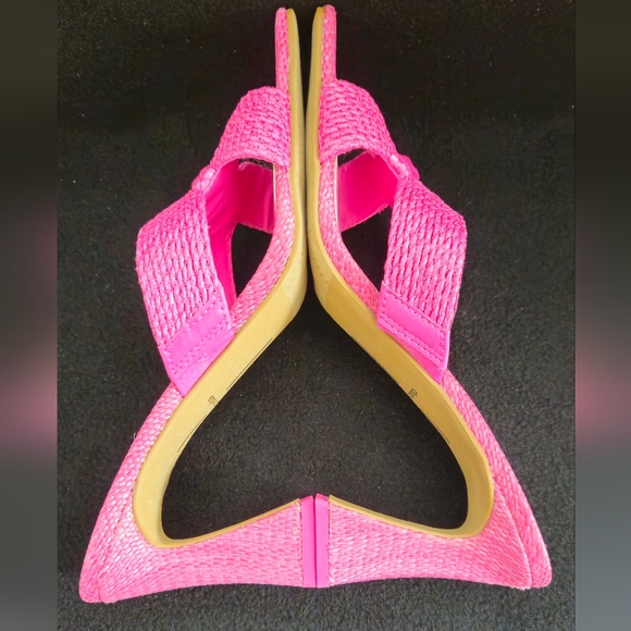 NWT- Dolce Vita Orchid Raffia/Hot Pink Square-Toe Slide High Heel Sandal -Size 9 - Picture 4 of 8